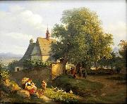Adrian Ludwig Richter St. Anna's church in Krupka, oil painting
